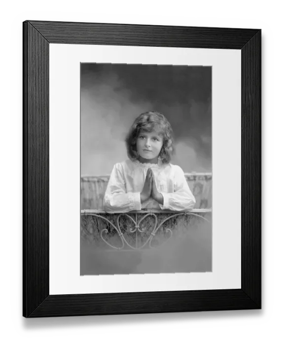 Framed Print : Girl praying, historical image, ca. 1912