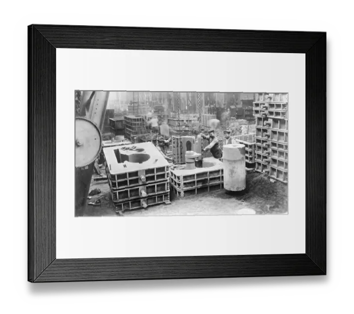 Framed Print : Steam locomotive production, construction of a model cylinder