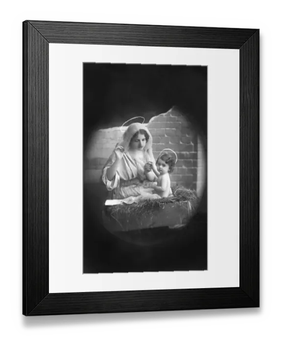 Framed Print : Reanaction of the birth of Jesus Christ