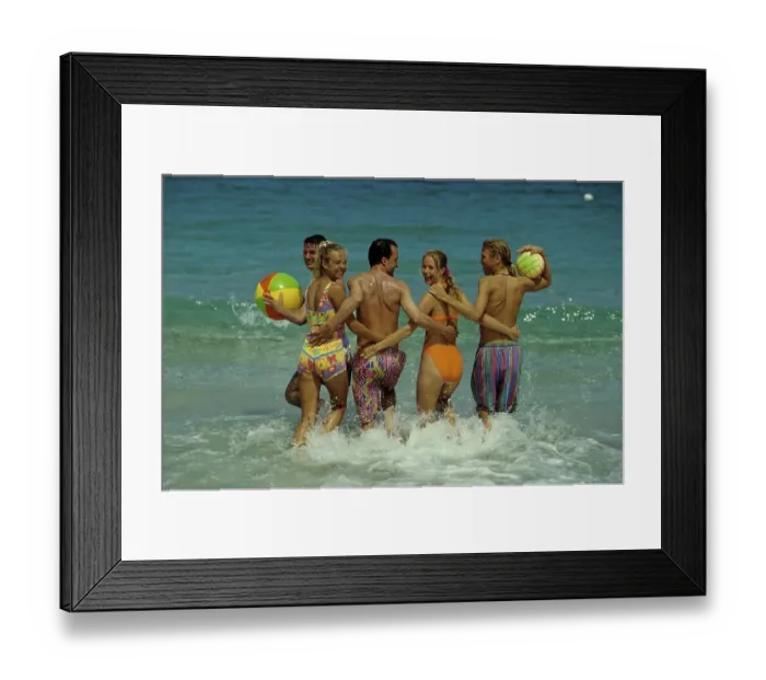 Framed Print : Young people by the sea Bathing, playing