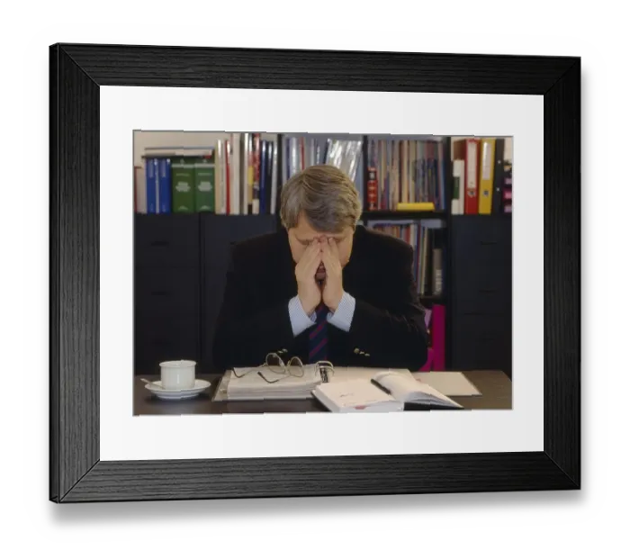 Framed Print : Stress in the workplace Office scene