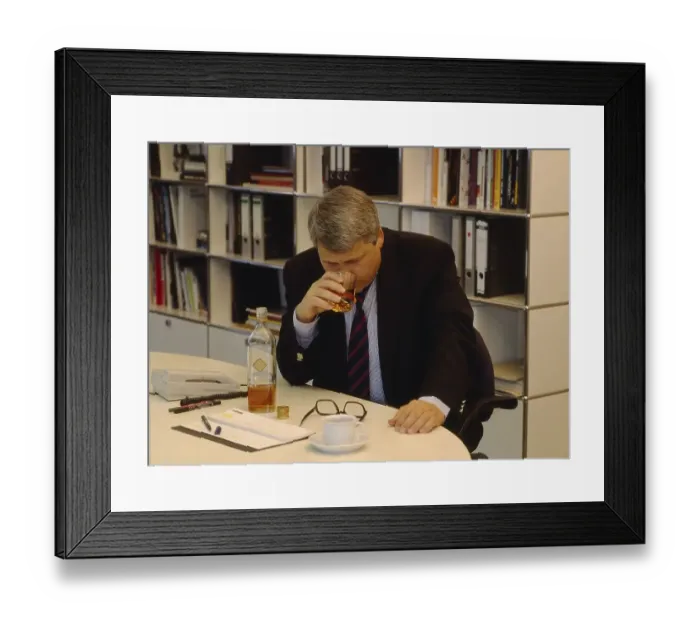 Framed Print : Alcohol in the workplace, office scene Framed Print : Alcohol in the workplace, office scene