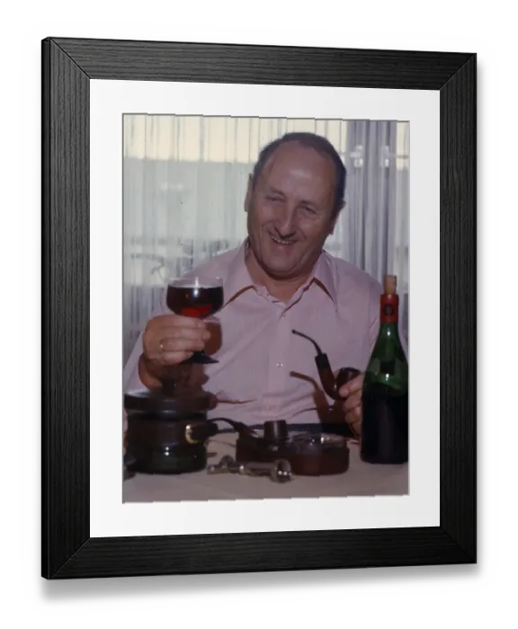 Framed Print : Elderly man drinking red wine