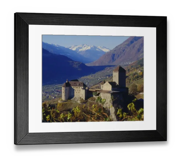 Framed Print : Tyrol Castle near Merano in autumn with a view of the Vinschgau Valley South Tyrol