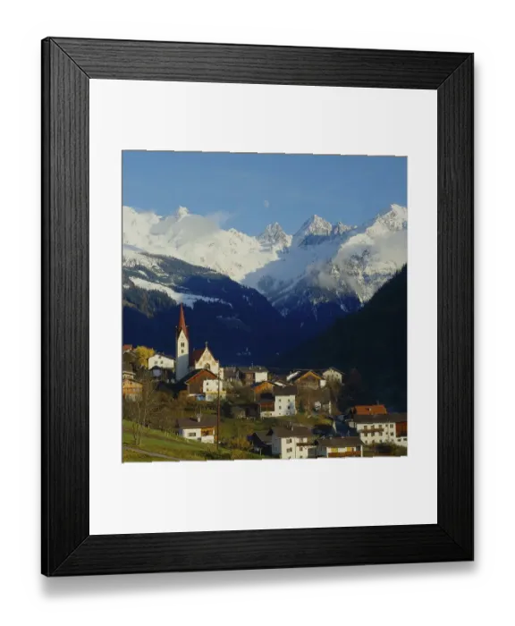 Framed Print : Kauns in Kaunertal, overlooked by the Oetztal Alps A-Austria / Tyrol