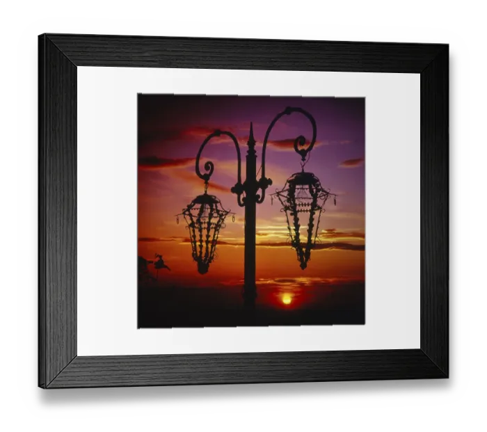 Framed Print : Lanterns in the sunset, evening mood