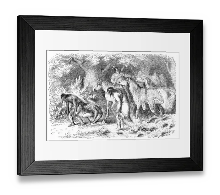 Framed Print : Cheyenne Native Americans tracking their enemy Framed Print : Cheyenne Native Americans tracking their enemy