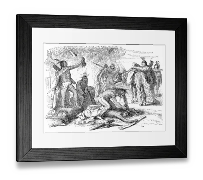 Framed Print : Native Americans scalping their enemy Framed Print : Native Americans scalping their enemy