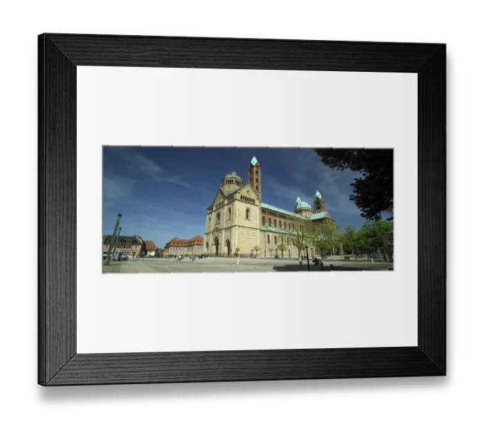 Framed Print : Facade and cobbled square of the famous UNESCO world heritage Speyer Cathedral