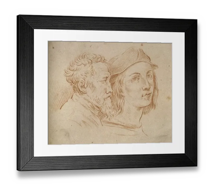 Framed Print : Two heads, Michelangelo and Raphael