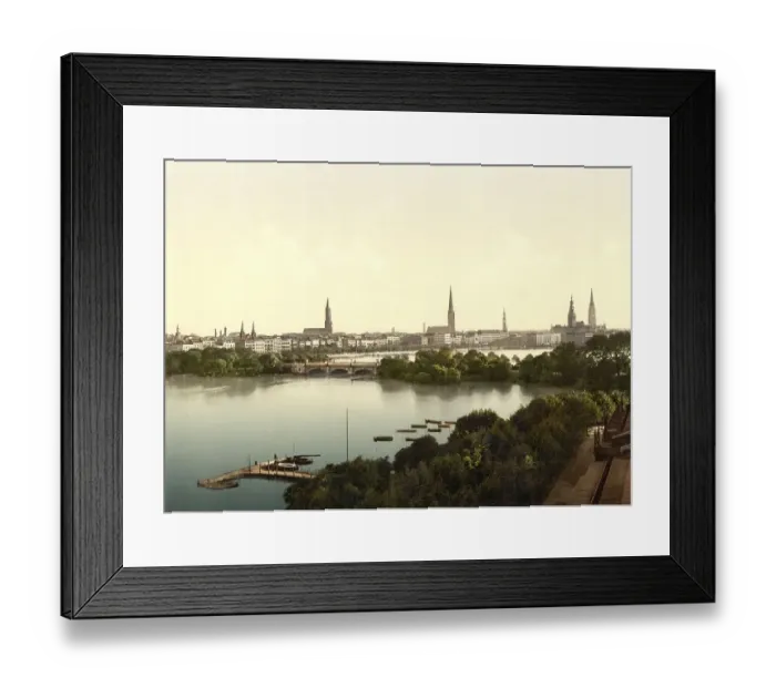 Framed Print : The Lombardsbruecke over the Alster in Hamburg