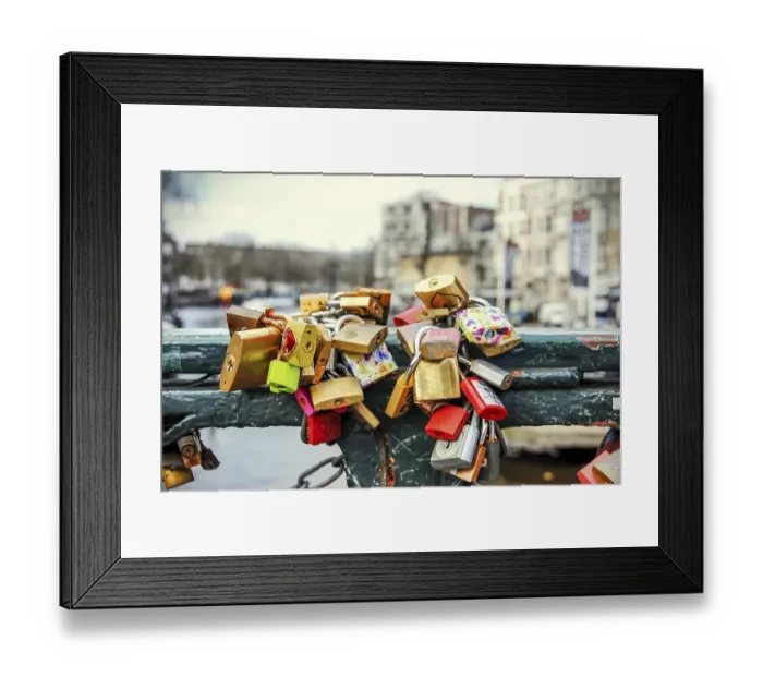 Framed Print : love locks, Padlocks tied on a bridge as a symbol of eternal love