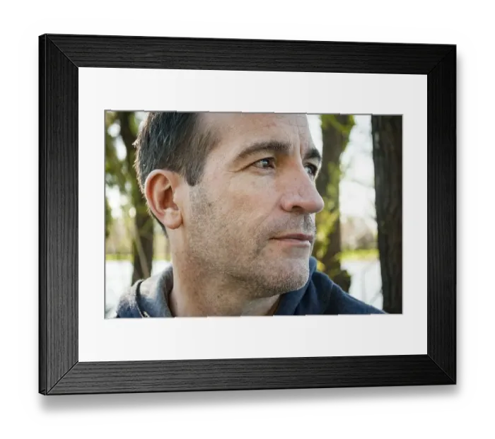 Framed Print : Close up of the face of a good looking man Framed Print : Close up of the face of a good looking man