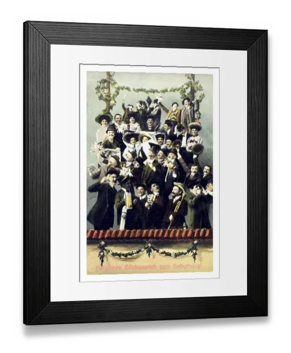 Framed Print : Historical birthday greetings card Framed Print : Historical birthday greetings card