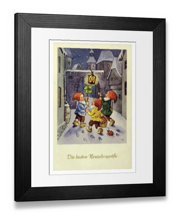 Framed Print : Historical New Year greetings card Framed Print : Historical New Year greetings card