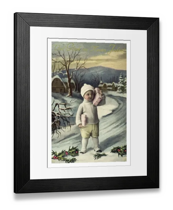 Framed Print : Historical New Year greetings card