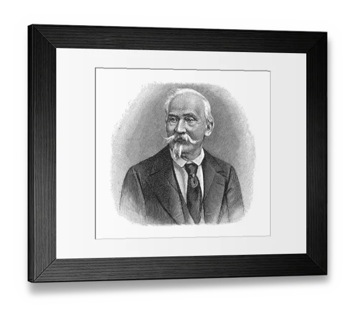 Framed Print : Woodcut, Ferdinand Gustav Kuehne, portrait