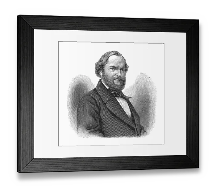 Framed Print : Woodcut, Theodor Mundt, portrait