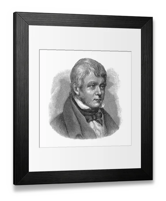 Framed Print : Woodcut, Sir Walter Scott, portrait