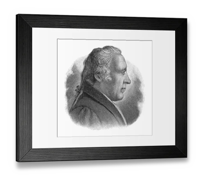 Framed Print : Woodcut, James Watt, portrait