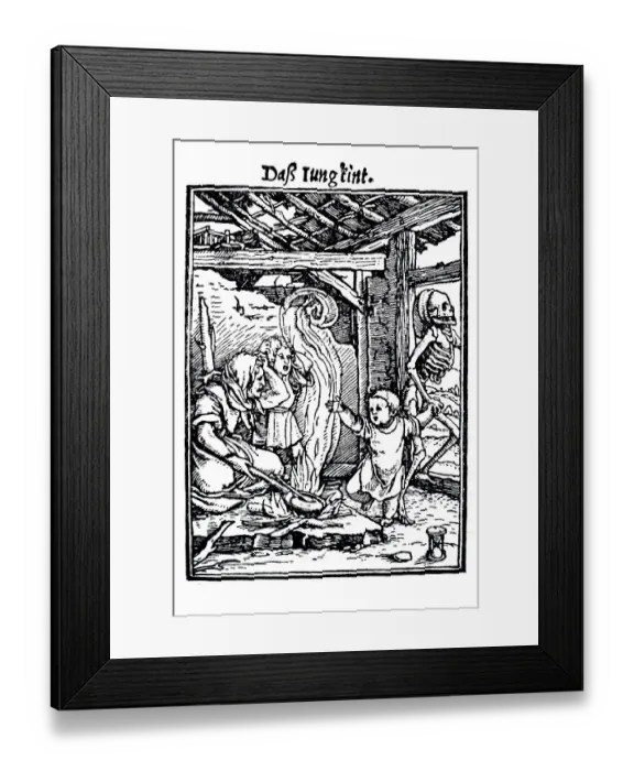 Framed Print : Woodcut, The Young Child, Hans Holbein the Younger