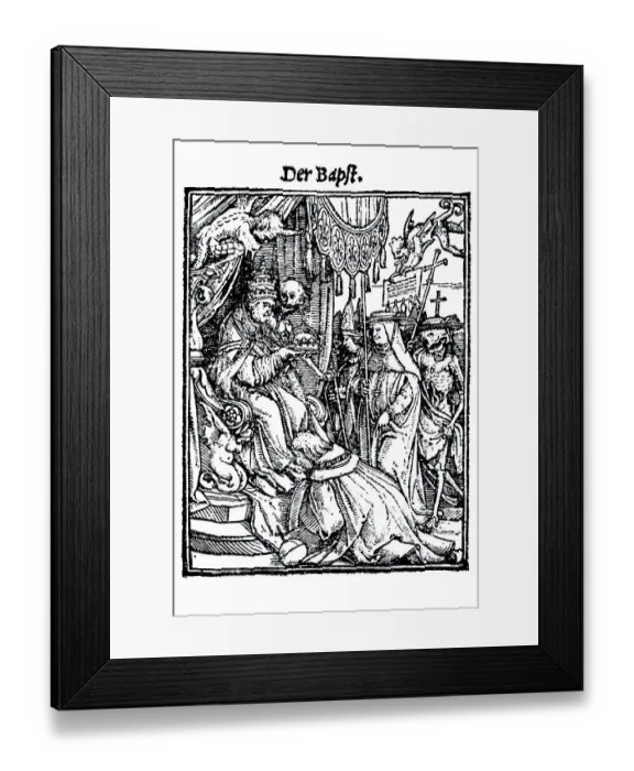 Framed Print : Woodcut, The Pope, Hans Holbein the Younger