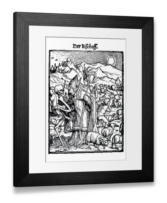 Framed Print : Woodcut, The Bishop, Hans Holbein the Younger