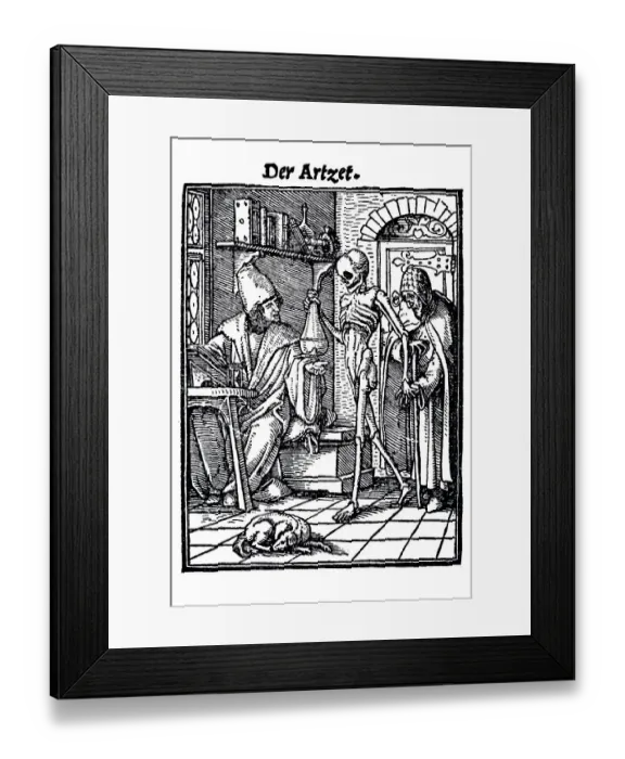 Framed Print : Woodcut, The Physician, Hans Holbein the Younger