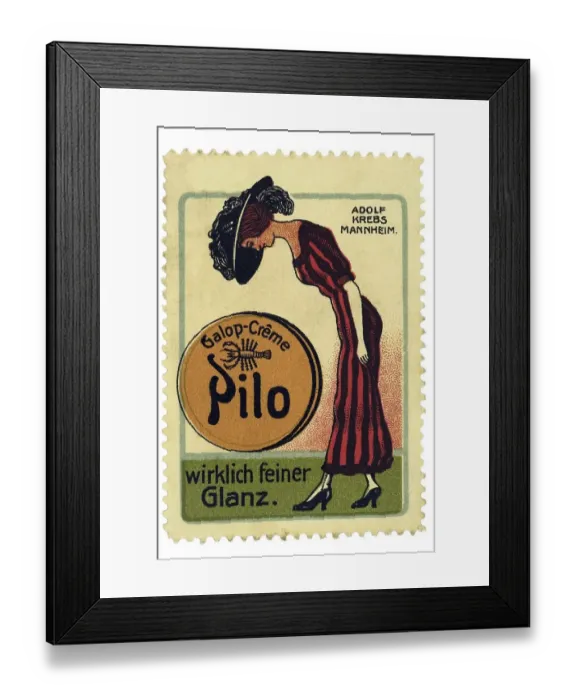 Framed Print : German trading stamp, Galop-Creme Pilo