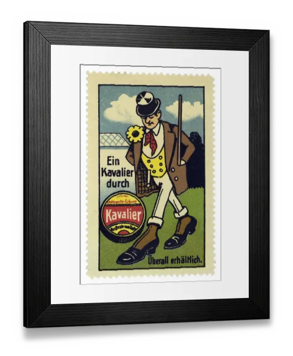 Framed Print : German trading stamp, Ein Kavalier durch Lederputz-Creme Kavalier