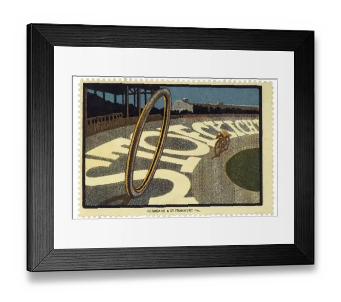 Framed Print : Rubber wheel German trading stamp