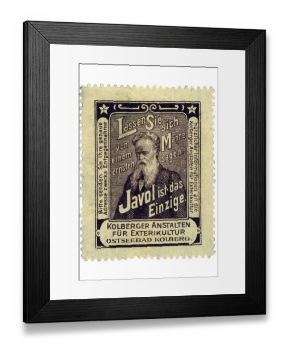 Framed Print : German trading stamp, Lassen Sie sich von einem ernsten Manne sagen: Javol ist das Einzige Framed Print : German trading stamp, Lassen Sie sich von einem ernsten Manne sagen: Javol ist das Einzige