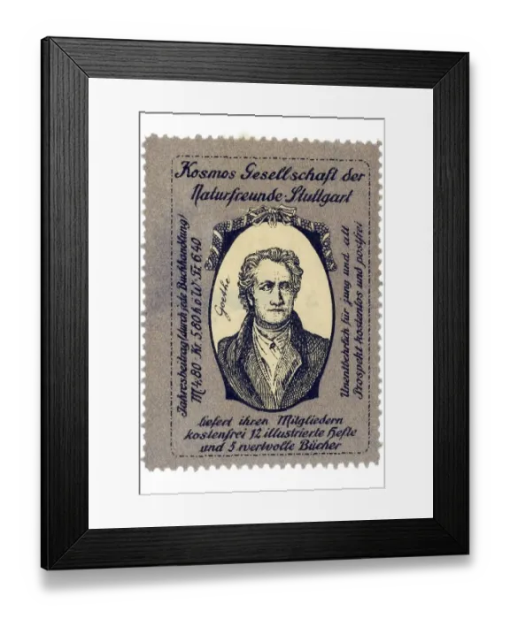 Framed Print : Historical trading stamp, portrait Johann Wolfgang von Goethe