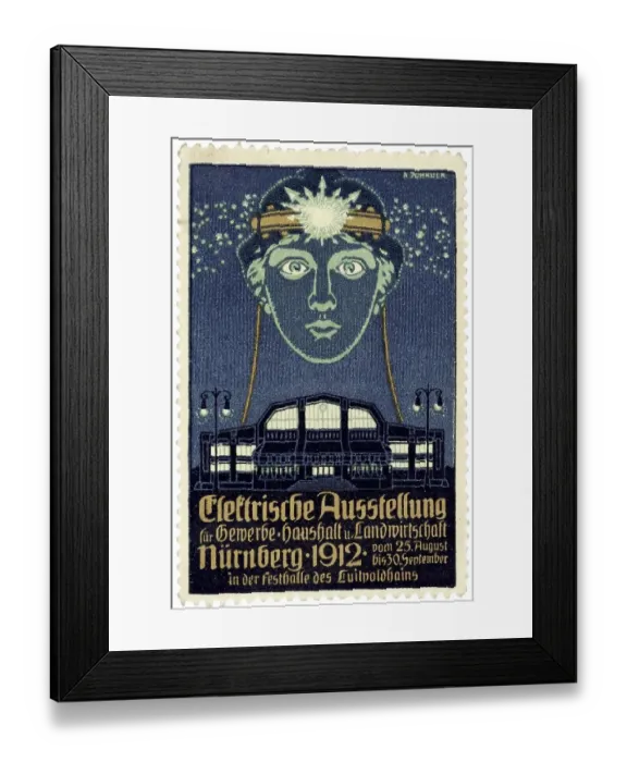Framed Print : Historical advertisement, Elektrische Ausstellung fuer Gewerbe