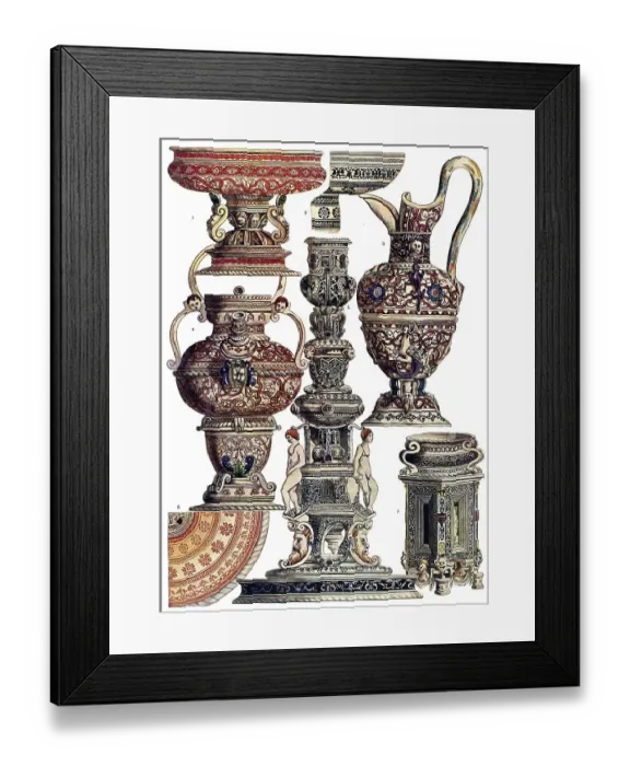 Framed Print : Historic illustration, French ornaments Framed Print : Historic illustration, French ornaments