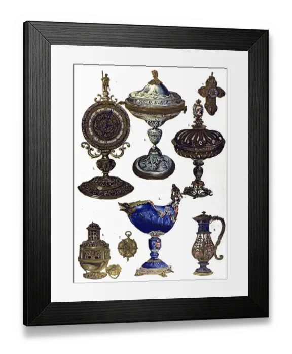 Framed Print : Historic illustration, French ornaments Framed Print : Historic illustration, French ornaments