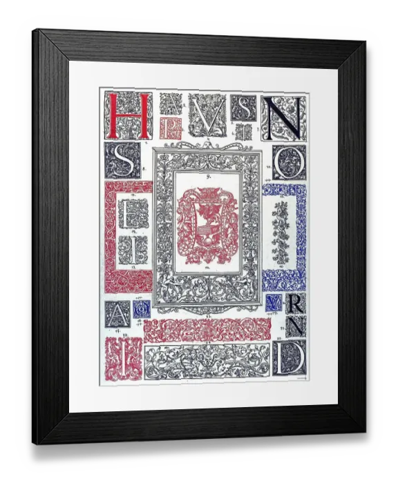 Framed Print : Historic illustration, French ornaments Framed Print : Historic illustration, French ornaments