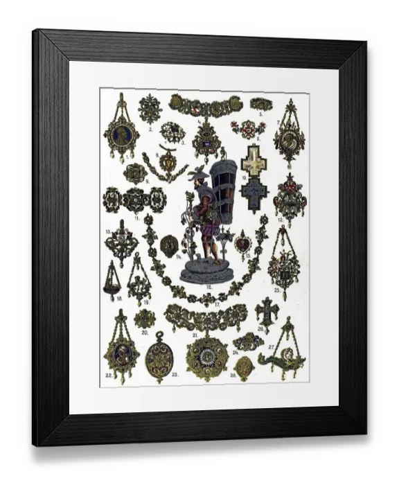 Framed Print : Historic illustration, German ornaments Framed Print : Historic illustration, German ornaments