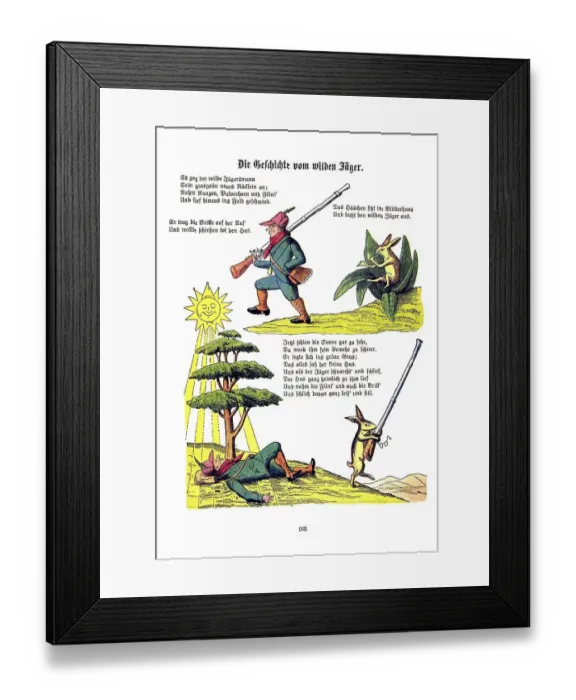 Framed Print : Book illustration, Die Geschichte vom wilden Jaeger