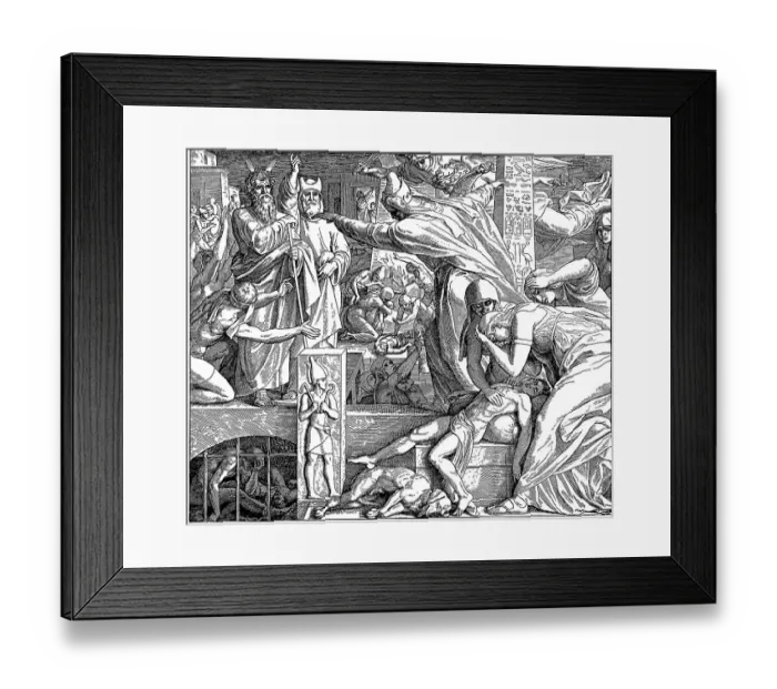 Framed Print : Woodcut, the strangulation of the first-born