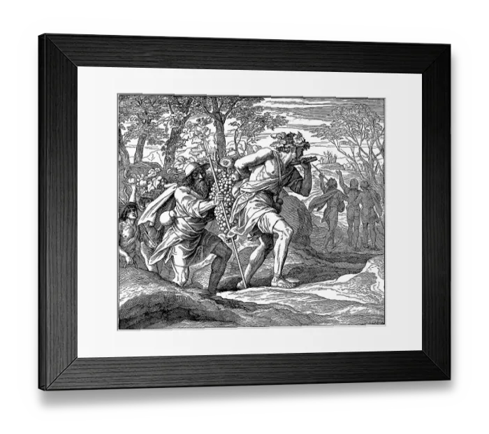 Framed Print : Woodcut, the scout in the promised land Framed Print : Woodcut, the scout in the promised land