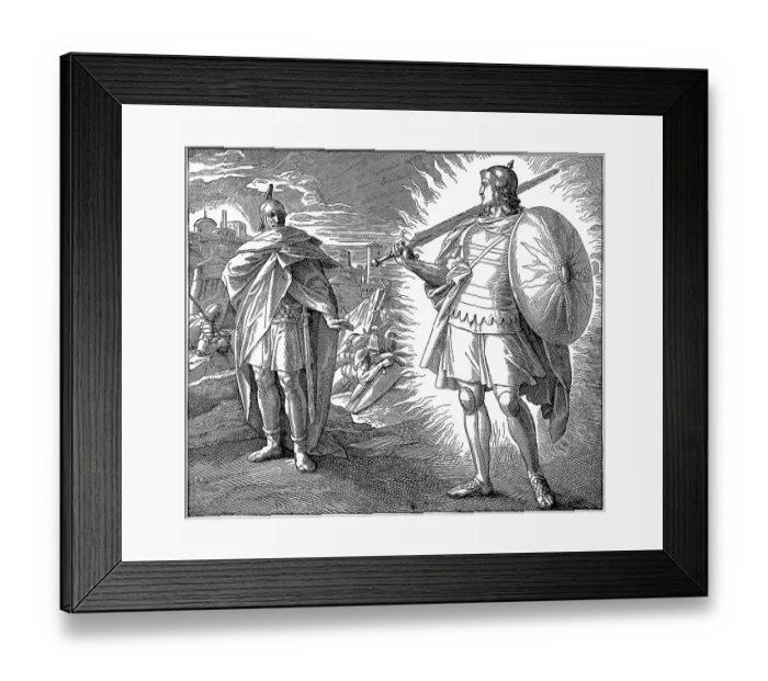 Framed Print : Woodcut, Joshua and the Lord's Angel Framed Print : Woodcut, Joshua and the Lord's Angel