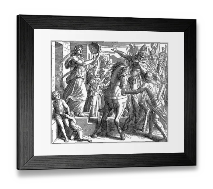 Framed Print : Woodcut, Jephte's Vow, Book of Judges Framed Print : Woodcut, Jephte's Vow, Book of Judges