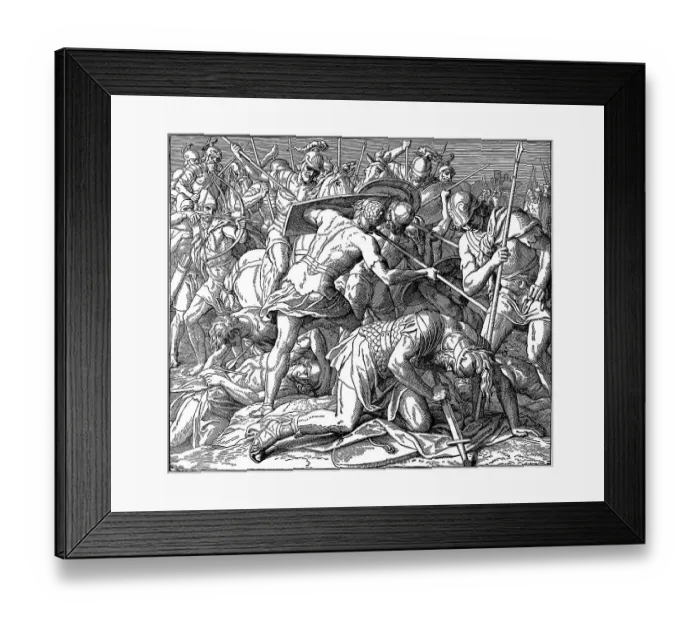 Framed Print : Woodcut, Saul's Death, First Book of Samuel