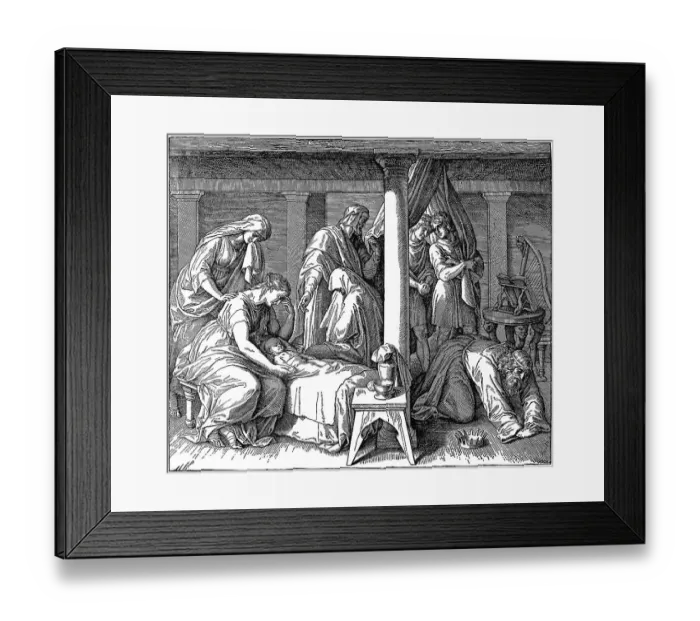 Framed Print : Woodcut, David's Punishment