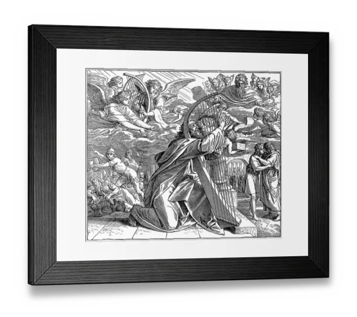 Framed Print : Woodcut, David, the Psalmist, plea Framed Print : Woodcut, David, the Psalmist, plea