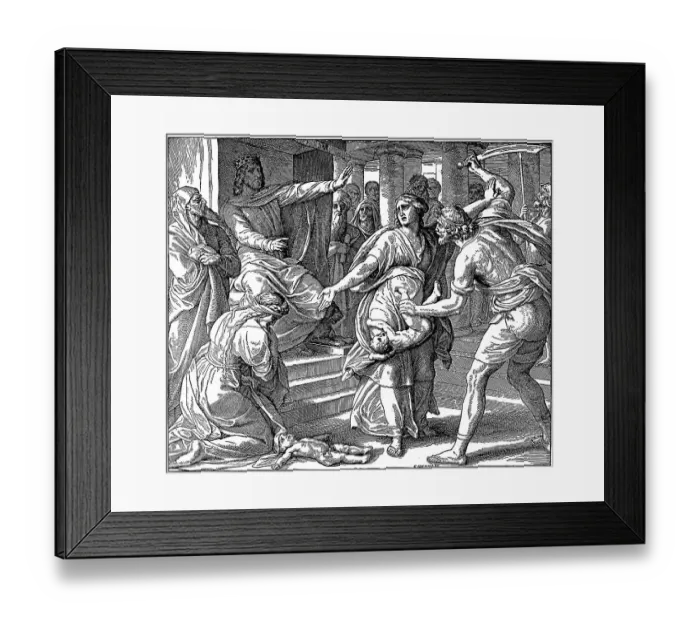 Framed Print : Woodcut, Salomon's Wise Verdict Framed Print : Woodcut, Salomon's Wise Verdict