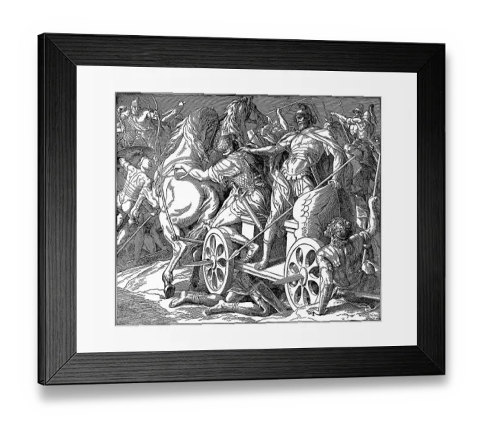 Framed Print : Woodcut, Ahab's Demise, First Book of Kings