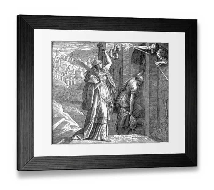 Framed Print : Woodcut, Judith's return home