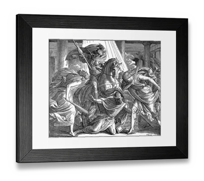 Framed Print : Woodcut, Heliodorus, First Book of the Maccabee Framed Print : Woodcut, Heliodorus, First Book of the Maccabee